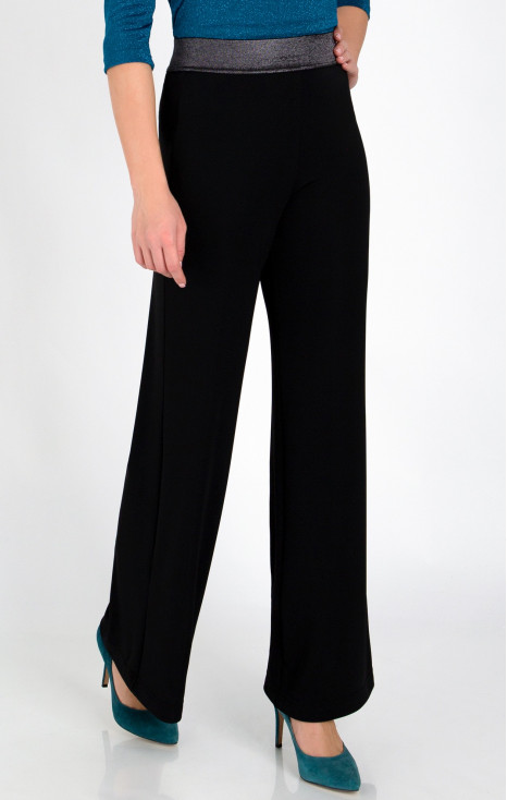 Pantalon negru cu croiala amplă din jerseu în culoarea